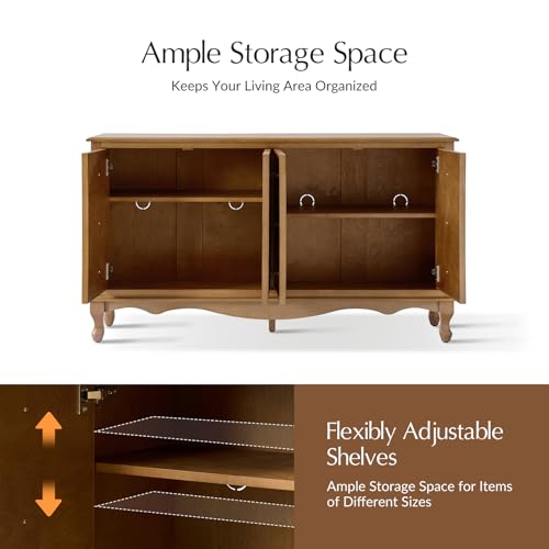 Transitional Solid Wood Sideboard with Adjustable Shelves, view 5