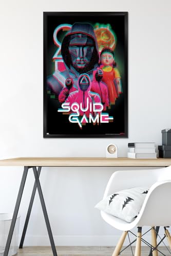 Netflix Squid Game: Season 2 - Group Glitch Wall Poster, 34L" x 22.4W", Black Framed Version