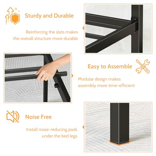 King Size Canopy Bed Frame, Four Poster Metal Frame, Black, view 5