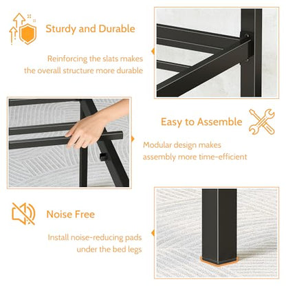 King Size Canopy Bed Frame, Four Poster Metal Frame, Black, view 5