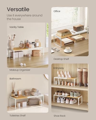 Spice Rack, Expandable Cupboard Shelf Orgnizer,Bamboo, view 7