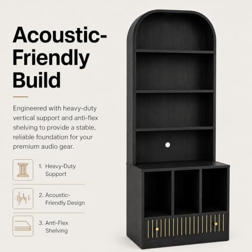 HOJEVE MCM Record Player Bookshelf, view 8