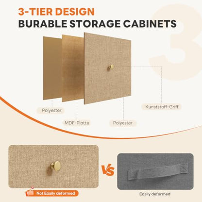 7 Drawer Dresser for Bedroom Storage with Fabric Bins, Khaki, view 7