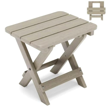Folding Outdoor Side Table,Small HDPE Patio Table,All-Weather Compact Portable End Table for Patio,Porch,Pool,Brown,11.8" D x 15.7" W x 15.7" H