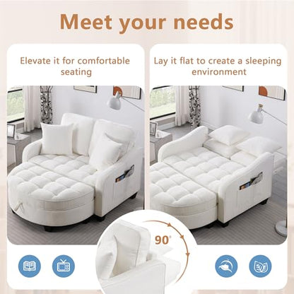 Two-Seater Sofa, Ergonomic and Backrest Design, Ottoman with Storage, view 5