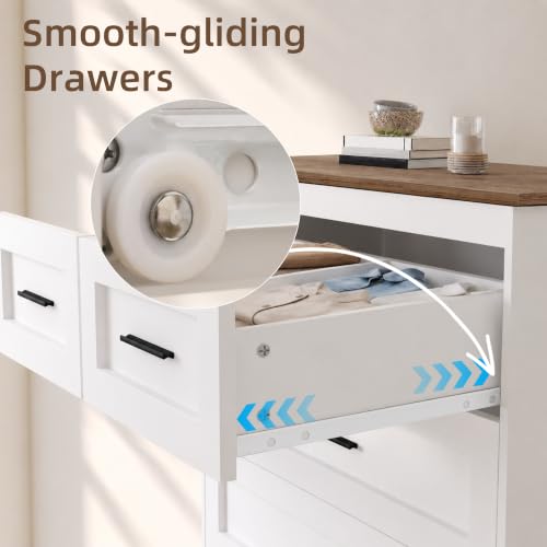 Farmhouse Tall Dresser for Bedroom Wood Chests of Drawers with Charging 6, view 6