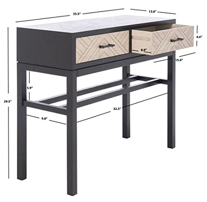 SAFAVIEH Home Collection Ajana Black and Greige 2-Drawer Console Table