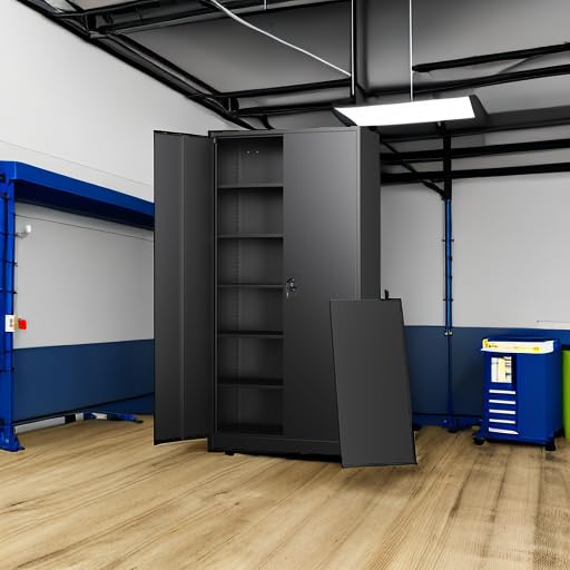Metal Garage Storage Cabinets with Lock Door and Adjustable Shelves, view 6
