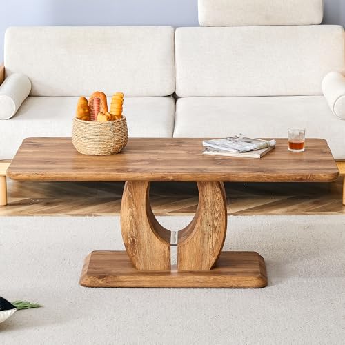 47 Inch Wood Coffee Table, Large Modern Coffee Tables for Living Room, Rectangular Center Table Tea Table Accent Furniture, Brown Wood-Looking Desktop