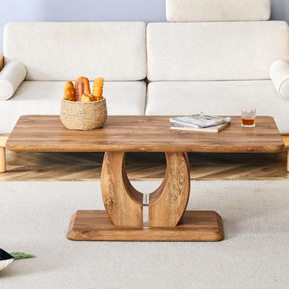 47 Inch Wood Coffee Table, Large Modern Coffee Tables for Living Room, Rectangular Center Table Tea Table Accent Furniture, Brown Wood-Looking Desktop