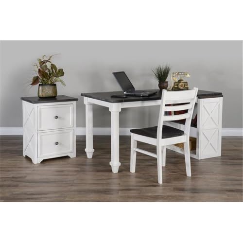 Sunny Designs Carriage House 18" Ladderback Chair in White/Dark Brown (Set of 2)