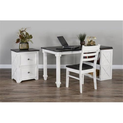 Sunny Designs Carriage House 18" Ladderback Chair in White/Dark Brown (Set of 2)