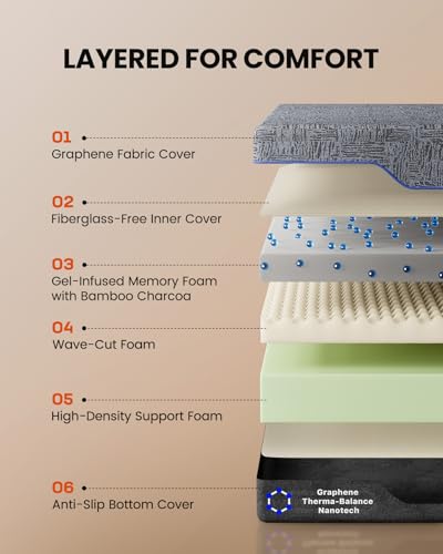 Amada Split King Adjustable Bed Frame and 14 Inch Cooling Gel Memory Foam, view 4