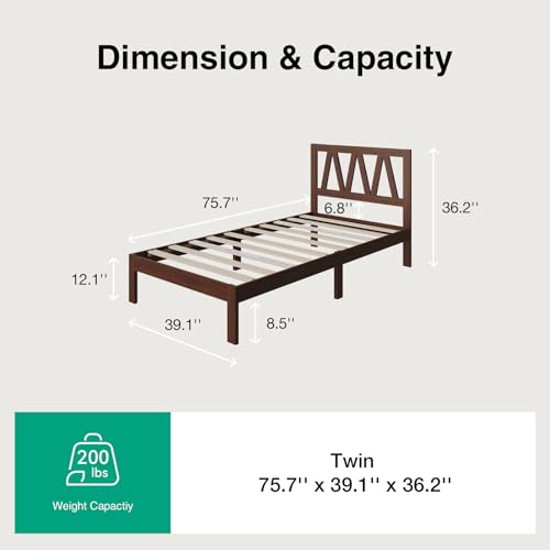12inch Twin Bed Frame Wooden Twin Size Bed Frame, view 3