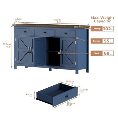 63" Sideboard Buffet Cabinet with Storage, view 4