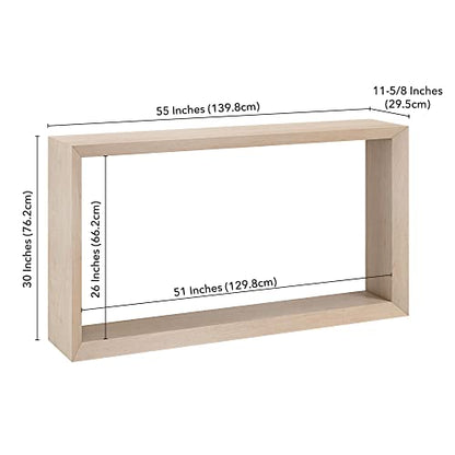 55" Wooden Rectangular Console Table Entryway Table, Sofa Table with Wooden Shelf for Entryway, Living Room, Couch, Hallway, or Office, Beech White