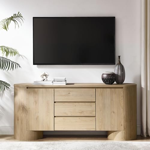 Duval Oval Wood Grain 71 Inch Sideboard with Doors and Drawers in Hickory Frost, view 3
