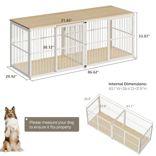 86.62'' Dog Crate Furniture Large Breed TV Stand, Natural Beech, view 8