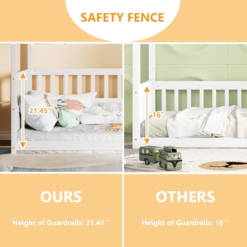 Twin Size Canopy Bed Frame with 4 Posters and Guardrails, view 7