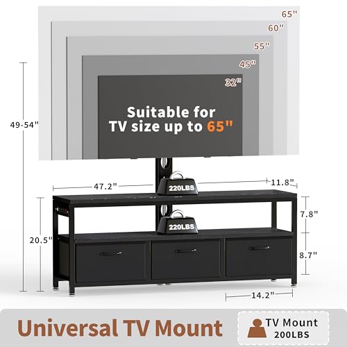 TV Stand with Mount, Entertainment Center for 55 60 65 inch, Black, view 4
