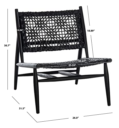 Safavieh Home Bandelier Black and Black Leather Weave Accent Chair