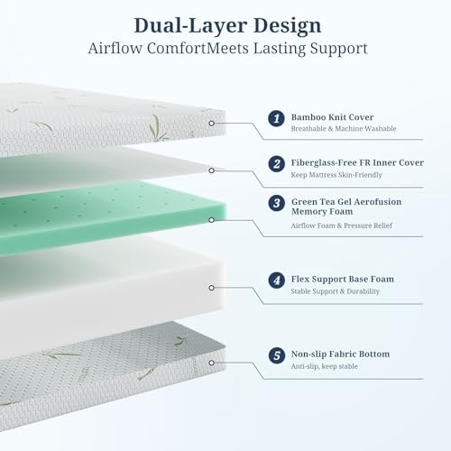 5 Inch Twin Mattress, Gel Infused Memory Foam Mattress, view 3