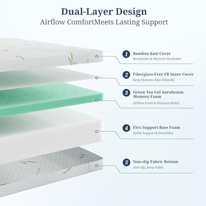 5 Inch Twin Mattress, Gel Infused Memory Foam Mattress, view 3