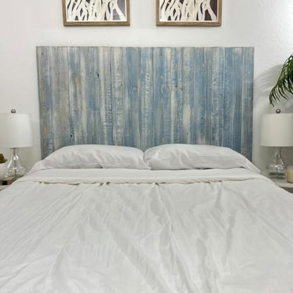 Solid Wood Twin Size Headboard Only, Blue Powderwash with Smooth Natural Wood Grain, Handcrafted Head Board Stand Alone Panels, Modern Farmhouse Bedroom, Built to Last Bed Headboard Twin