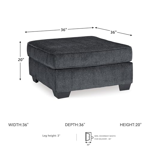 Signature Design by Ashley Altari Oversized Accent Ottoman, Large Gray Square Footstool, Contemporary Chenille Fabric Coffee Table Design, Slate