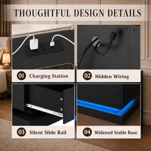 9 Drawer Dresser with LED Light, Dresser with Charging Station, view 4