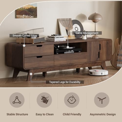 63" TV Stand, Mid Century Modern TV Stands for TVs up to 70 inch, view 5