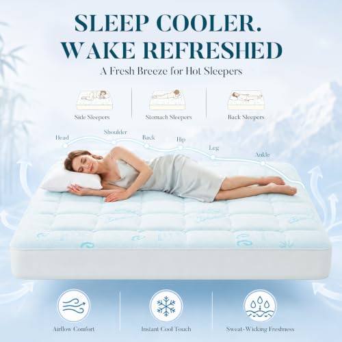 Queen Mattress Topper, Cooling Gel Memory Foam Topper for Hot Sleepers, view 5