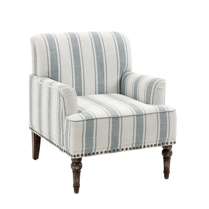 Stripe Accent Chairs Set of 2, Living Room Arm Chair Modern Nailhead Trim Club Armchair, Comfy Upholstered Sofa Lounge Seat Reading Seat Bedroom Side Seating for Home Office, Blue
