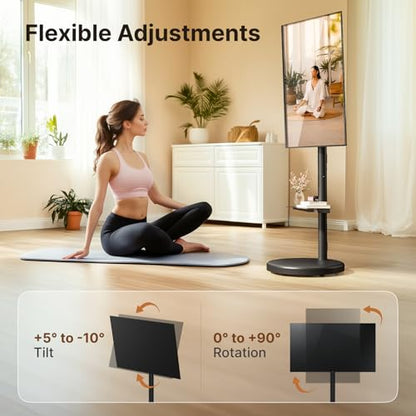 Height Adjustable Rolling TV Stand for 37-86 Inch Screens up to 110 Pounds, Portrait to Landscape, Heavy Duty Mobile TV Cart with Shelf Max VESA 600x400mm, Black