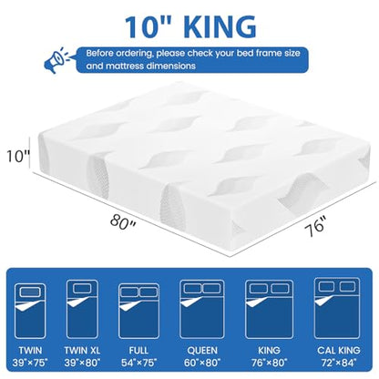 King Mattress, 10 inch King Size Memory Foam Mattress in a Box, view 3