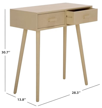 SAFAVIEH Home Collection – Dean Sand 2-Drawer Console Table, Mid-Century Modern Entryway & Living Room Accent (COF5701F)