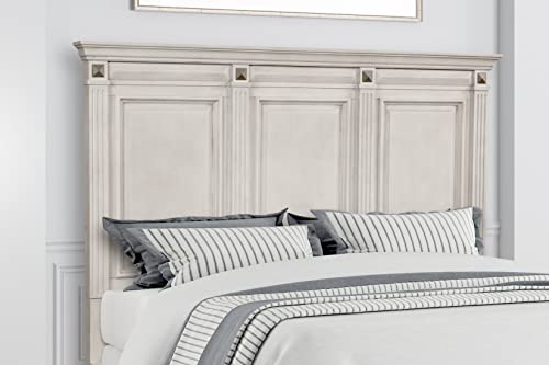 Renova Distressed Parchment Wood Bedroom Set, King Panel Bed, Dresser, Mirror, Nightstand, Chest