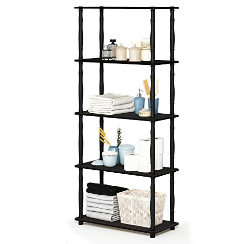 Turn-N-Tube 5-Tier Multipurpose Shelf / Display Rack / Storage Shelf / Bookshelf, Classic Tubes, Espresso/Black
