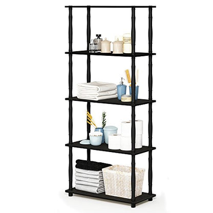 Turn-N-Tube 5-Tier Multipurpose Shelf / Display Rack / Storage Shelf / Bookshelf, Classic Tubes, Espresso/Black