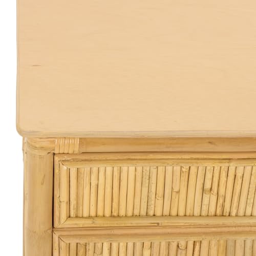 SAFAVIEH Furniture - Imari Nightstand - Natural - Rattan & Solid Wood - 2-Drawer Nightstand with Shelf Storage - Handwoven Design for Bedroom & Guest Room, 17.3" W x 24.4" D x 23.2" H (NST6001A)