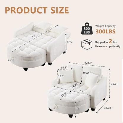 Two-Seater Sofa, Ergonomic and Backrest Design, Ottoman with Storage, view 3