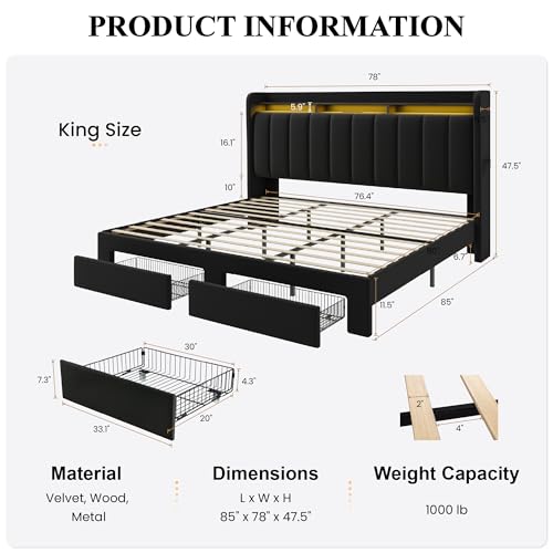 Wingback Platform Bed Frame, view 3