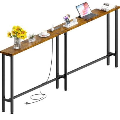 78" Sofa Table with Built-in Power Strip (2 AC Outlets & 2 USB Ports) – 4.9ft, view 2