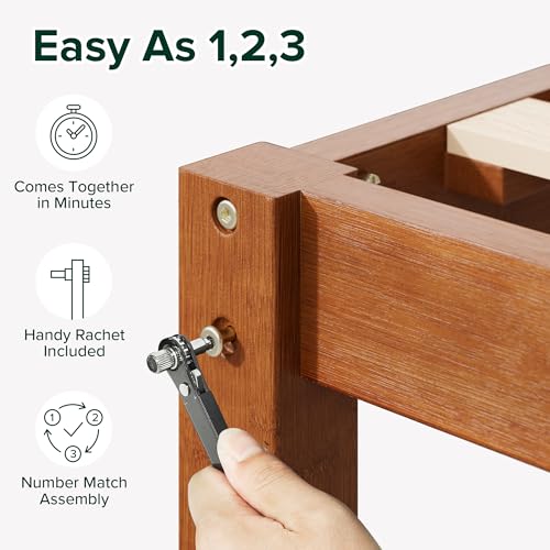 Bamboo Platform Bed with Headboard for Easy Assembly, view 7