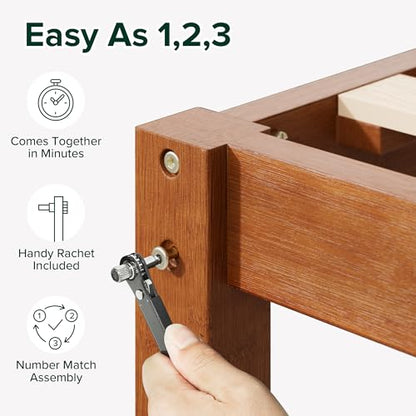 Bamboo Platform Bed with Headboard for Easy Assembly, view 7