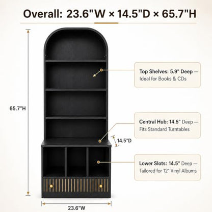 HOJEVE MCM Record Player Bookshelf, view 3