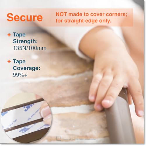 HeftyFit Edge Protector for Baby Proofing (6ft Large Edge Only), Heavy-Duty Soft Rubber Foam Furniture Edge Bumper Guards, Desk Edge Cushion, Wall Corner Covers, 3M Adhesive, Coffee Brown