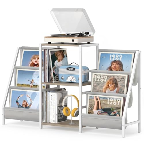 Record Player Stand with Vinyl Storage, view 2