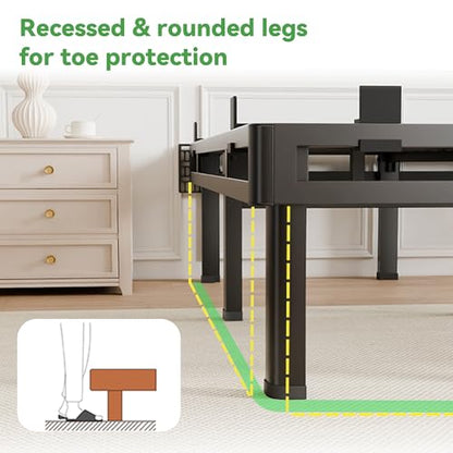 Queen Bed Frame, 16 inch Metal Bed Frame & Box Spring 2 in 1 Design, view 7