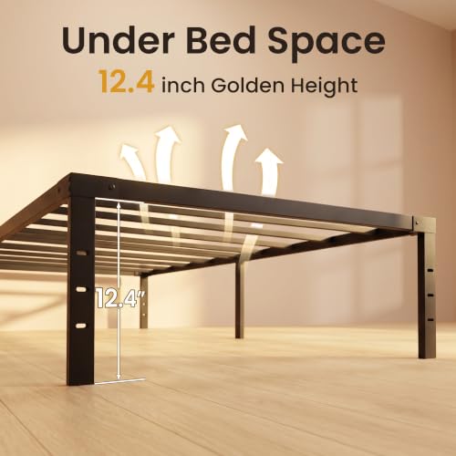 14" Twin Platform Bed Frame, No Box Spring Needed, Apartment, Black, view 6